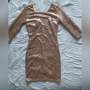 Lulus Sequin Bodycon Dress - Rose Gold